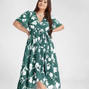 Floral Ruffle Knot Side Wrap Dress 12